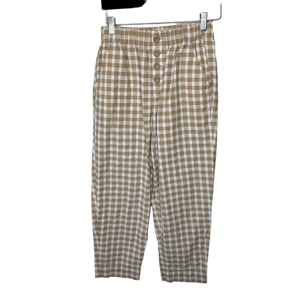 Ann Taylor LOFT Cream Light Brown Stretchy Waist Tapered Trouser Pants Women XS